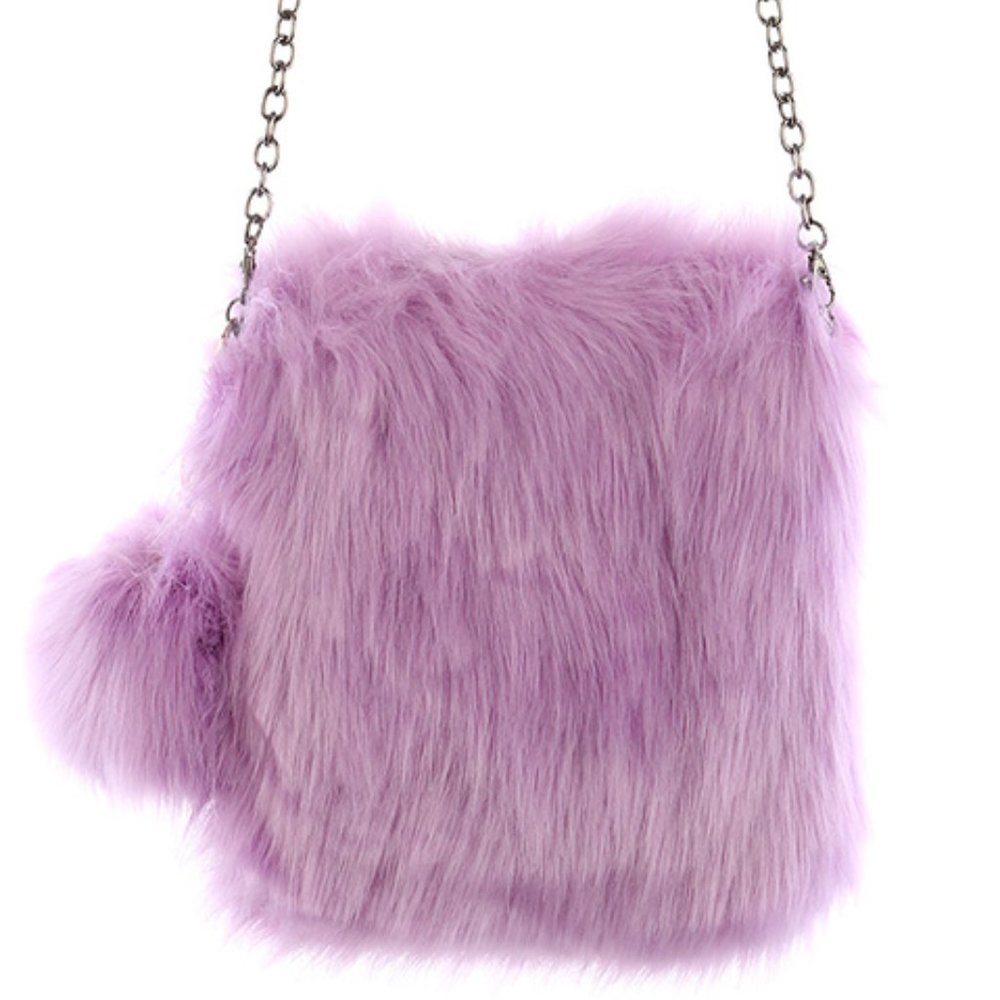 $10 ✿ FAUX FUR SQUARE CROSS-BODY BAG